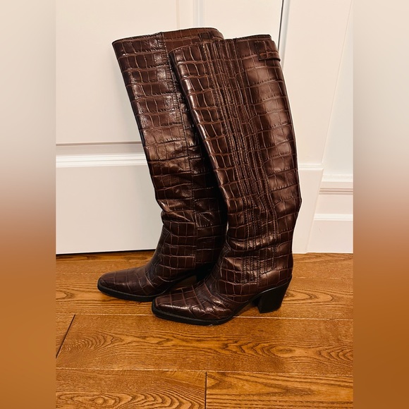 Ganni Shoes - Ganni Croc Embossed Western Knee High boot EUC size 38